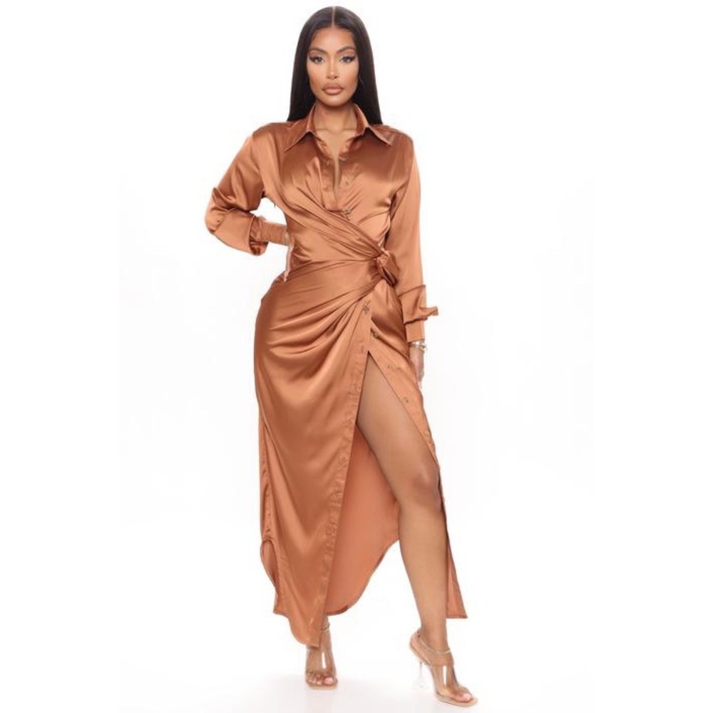 Fashion Nova Satin Maxi Dress